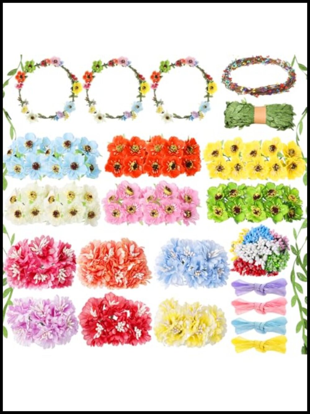 DIY Flower Crown Making Kit 179pcs Silk Cloth Floral Headbands Bracelets Craft